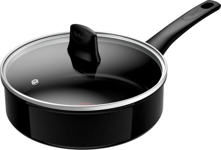 Tefal Pentola con coperchio Renew Black On 24 cm (24 cm, Padella per friggere, Alluminio pressofuso)