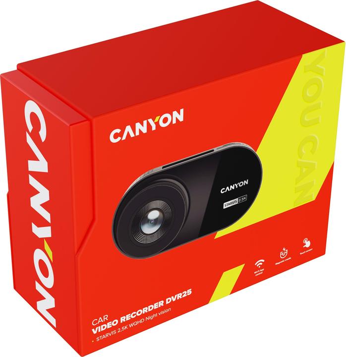 Actual product image Canyon DVR25, 3' IPS with touch screen, Mstar8629Q, Sensor Sony335, Wifi, 2K resolution (Wi-Fi, Built-in display, WQHD)
