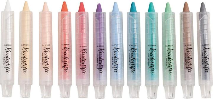 Image du produit Folia Crayons de craie 12 pièces (Vert clair, Marron, Gris, Orange, Rouge, Lila, Bleu clair, Turquoise, Mint, Blanc, Jaune, Abricot, 2 mm, 12 x)