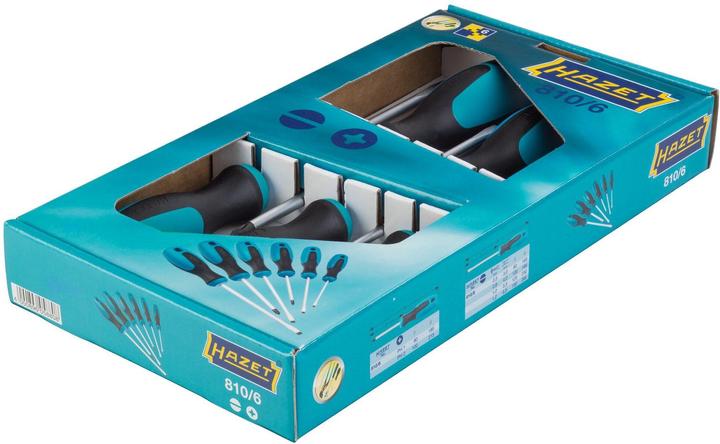 Produktbild HAZET Schraubendreher Satz 810/6 ∙ Kreuzschlitz Profil PH, Schlitz Profil ∙ 0,5 x 3 ∙ 0,8 x 4 ∙ 1 x… (Phillipps-Kreuzschlitz (PH), Schlitz)