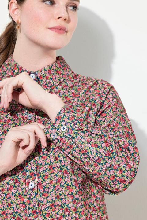 Actual product image Ulla Popken Floral Print Long Sleeve Corduroy Blouse (62)