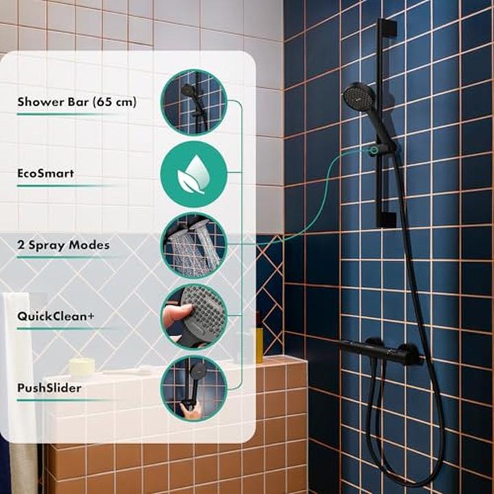Actual product image hansgrohe Activera Select S Shower Set with EcoSmart Water-Saving Head, 2 Spray Types, Hose and Bar