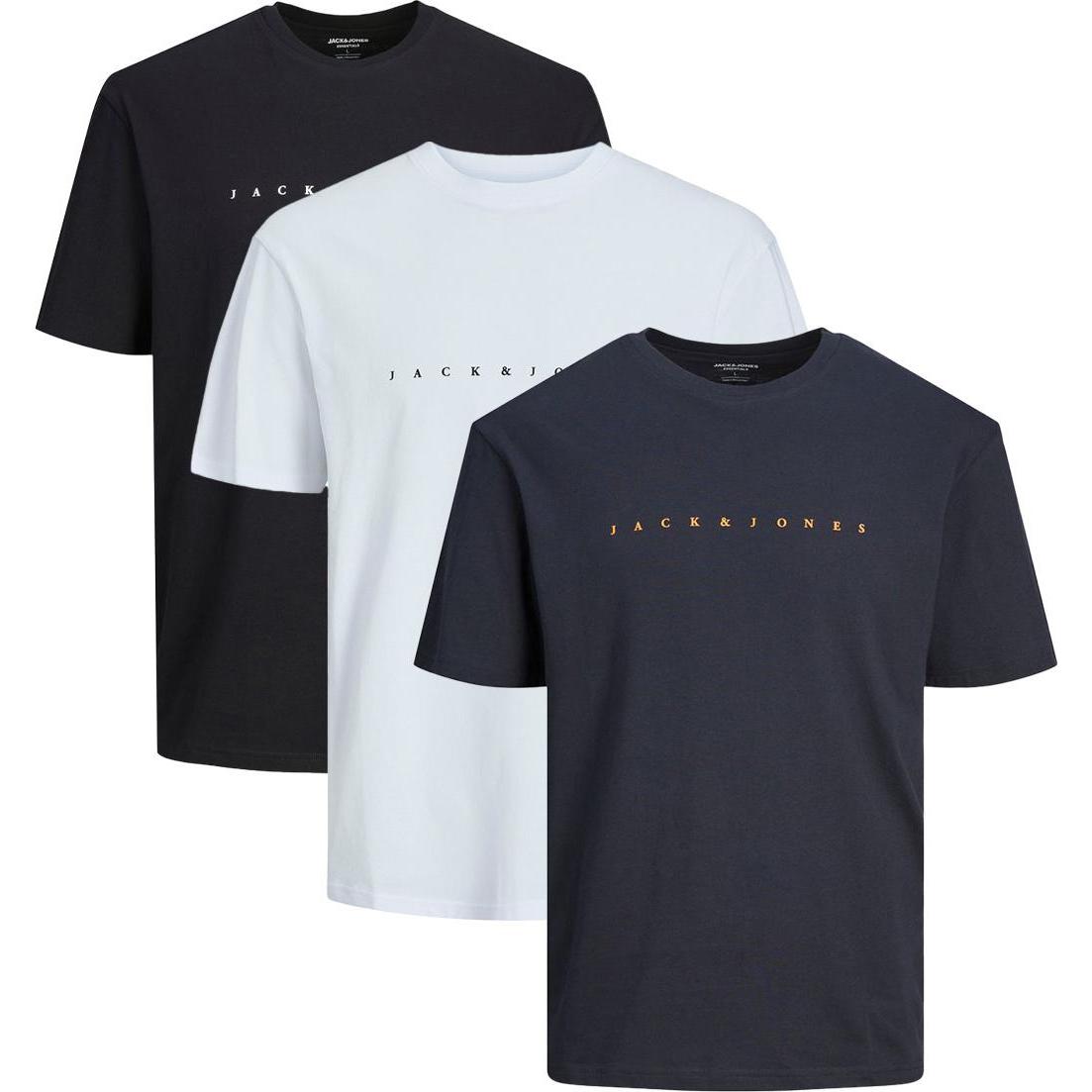 Jack & Jones, Herren, Shirt, 3er Pack Star JJ T-Shirt, Mehrfarbig, (XXL)