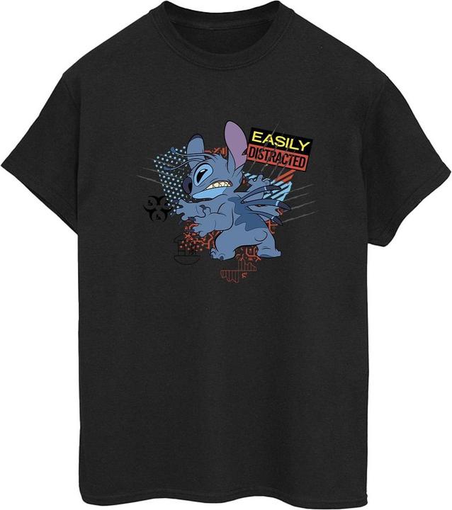 Actual product image Disney Womens/Ladies Lilo And Stitch Easily Distracted Cotton Boyfriend T-Shirt (3XL)