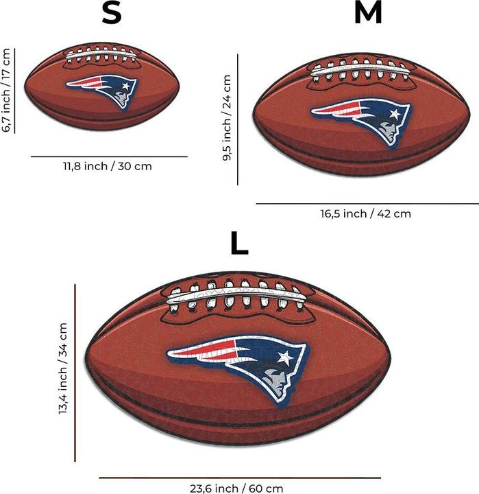 Produktbild Iconic NFL - New England Patriots – Football mit Logo - Holz Puzzle Grösse L (500 Teile) (500 Teile)