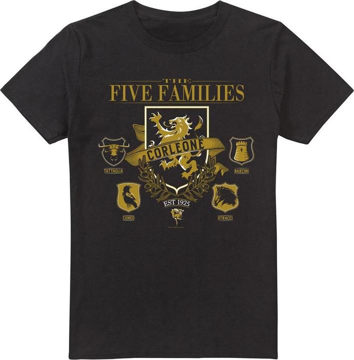 Actual product image The Godfather Mens Five Families Logos T-Shirt