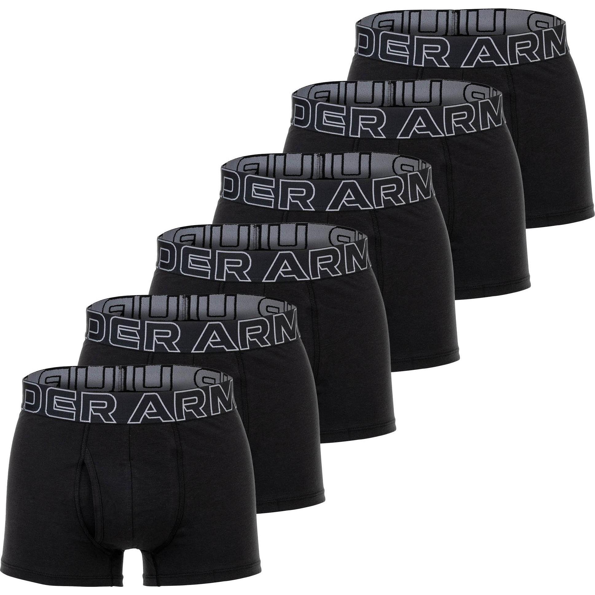 Under Armour, Herren, Unterhosen, Boxershort Sportlich Figurbetont UA PERFORMANCE COTTON - SOLID 3 IN 6PK, Schwarz, (S, ...