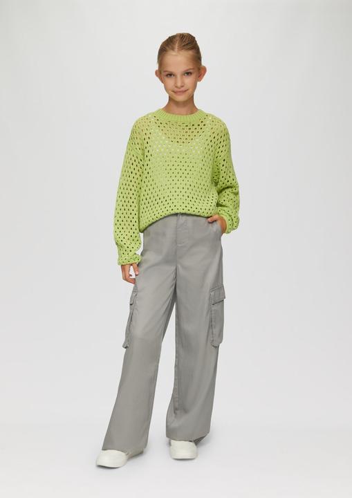 Produktbild s.Oliver Strickpullover Strickpullover mit Lochmuster im Boxy-Schnitt (L)