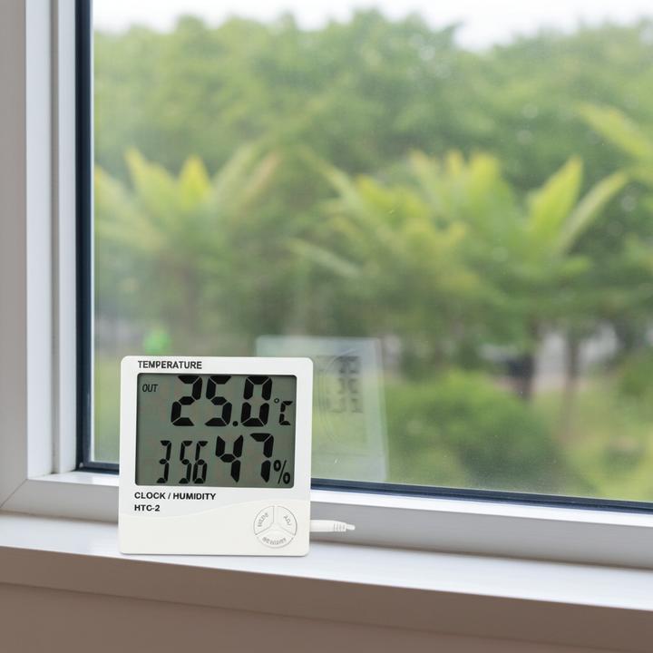 Immagine prodotto Casativo Igrometro e termometro digitali con sensore esterno, orologio e sveglia