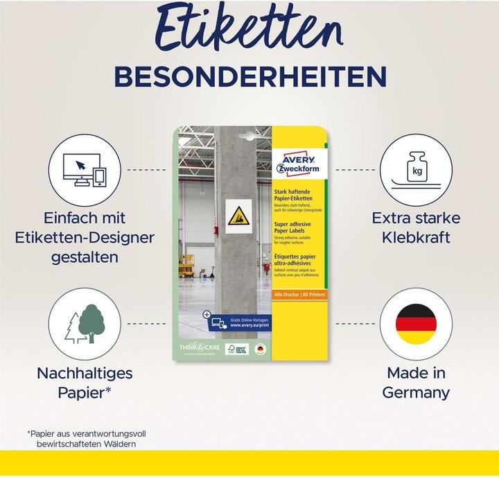 Produktbild Avery Stark haftende Papier-Etiketten