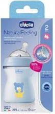 Actual product image Chicco Baby Bottle NATURAL FEELING PP Teat Silicone Medium Flow BLUE 2m+ (250 ml)
