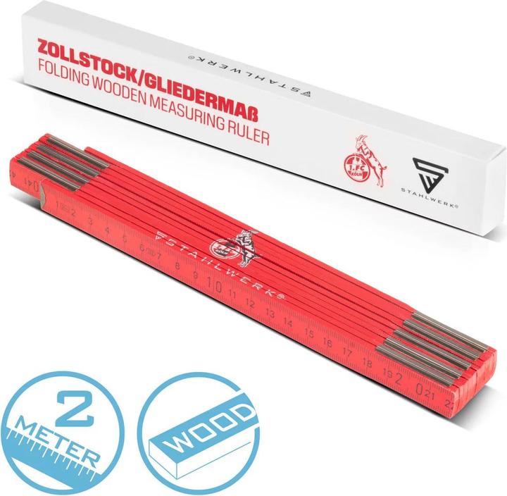 Produktbild Stahlwerk Zollstock 1. FC Köln Edition 2 m Meterstab Gliedermassstab Metermass
