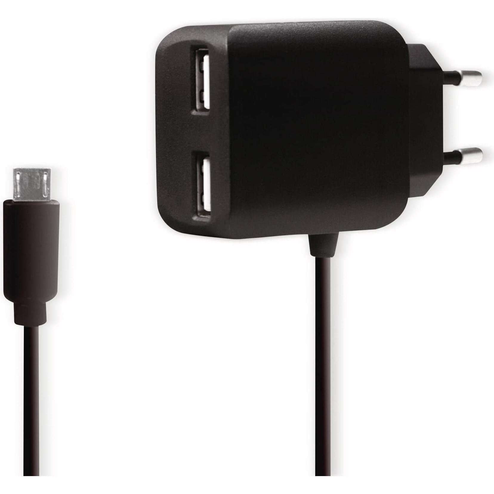 LogiLink USB Steckdosenadapter (10.50 W), USB Ladegerät, Schwarz