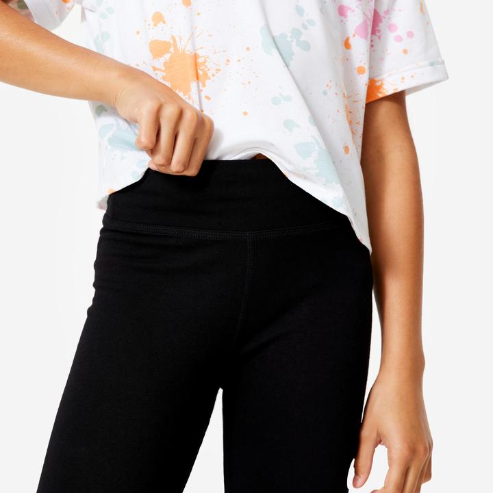 Produktbild Domyos Tanz-Leggings Mädchen Modern Dance hoher Taillenbund - schwarz mit Print (152)