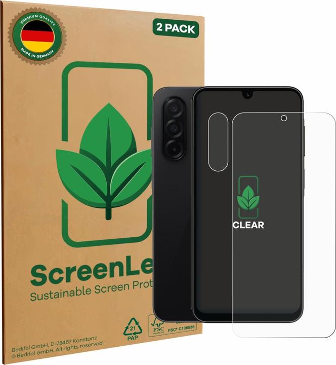 ScreenLeaf Screen Protector sustainable Screen Protection, clear, anti-scratch (2 pcs., Samsung Galaxy A26)