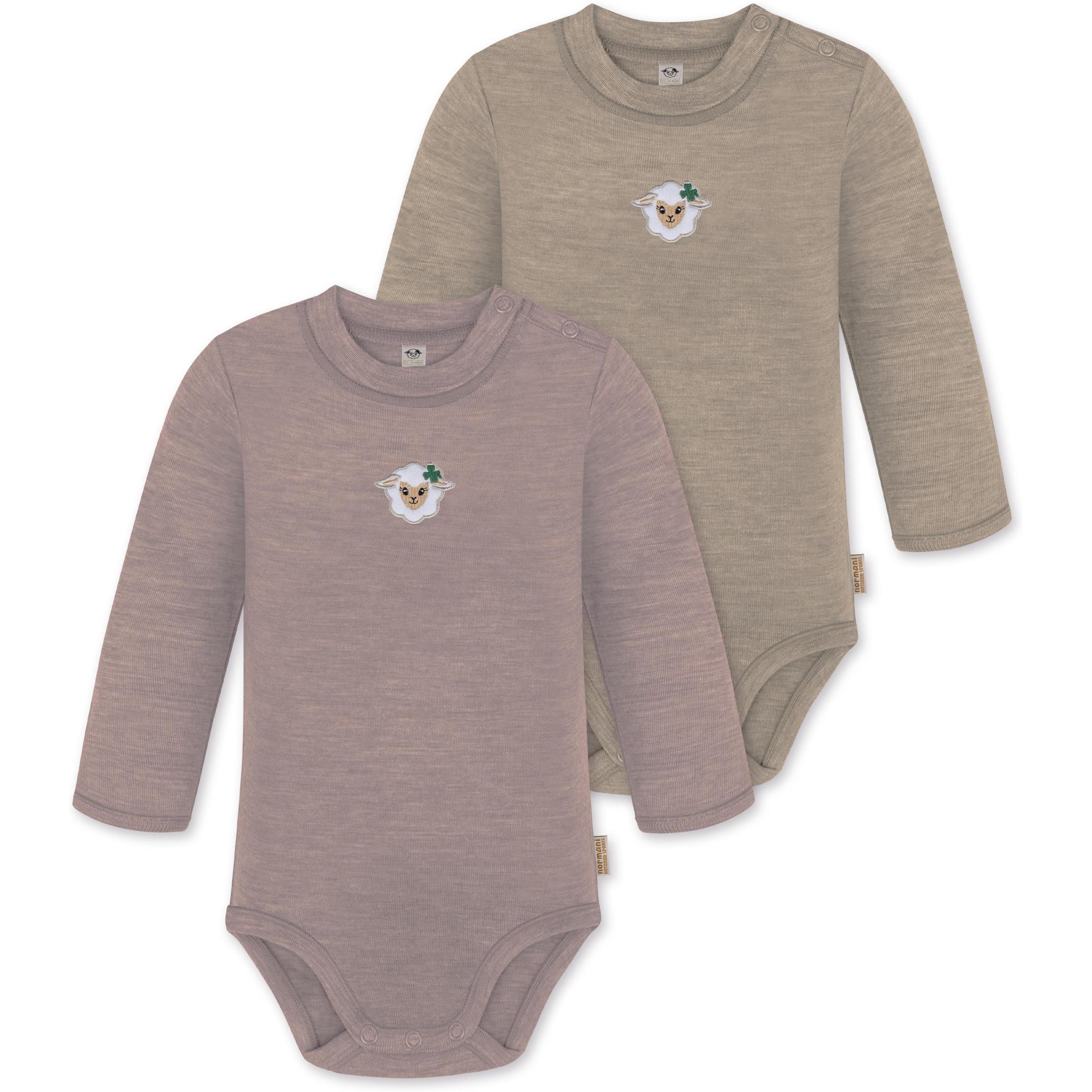 Normani, Herren, Body, 2er Pack Baby Merino Langarmbody „Tuai" - 9401, Rosa, (86)