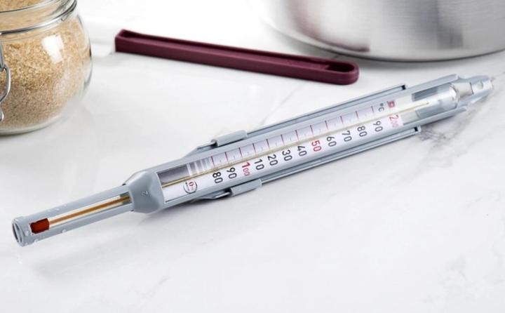 Image du produit Matfer Bourgeat Thermomètre à sucre/friture +80°C-200°C L : 30cm,étui plastique