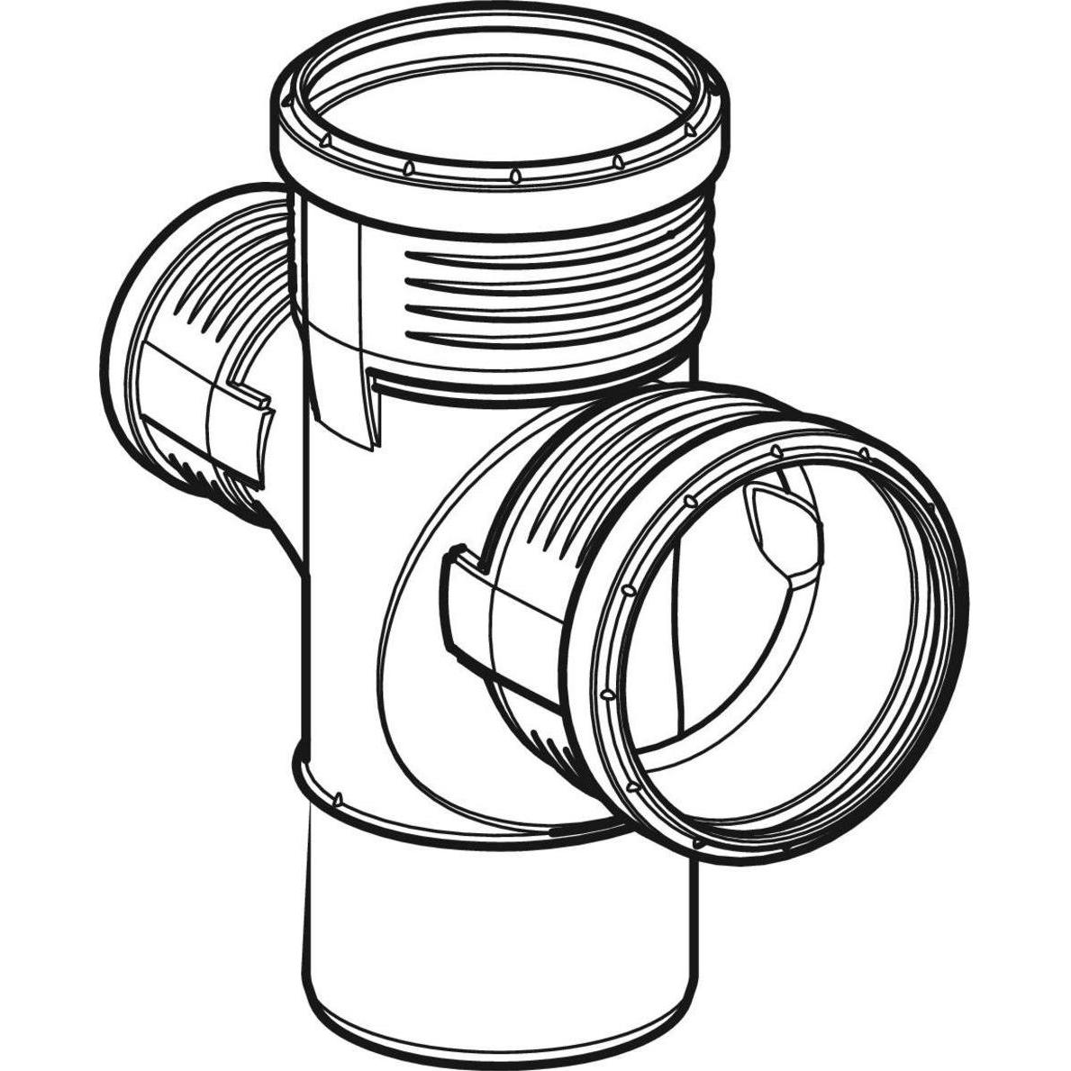 Thumbnail - Geberit, Zubehör Sanitärinstallation, Vertriebs GmbH Silent-PP Bogenabzweig 87,5Grad, mit Muffen DN90/90/90