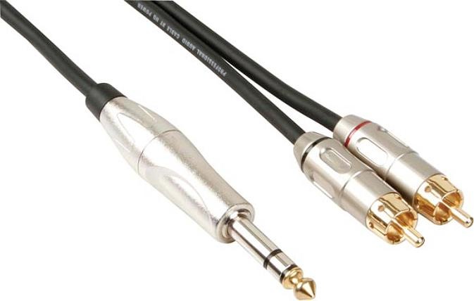 Produktbild HQ Power Chinch Stecker auf 6.35mm Stereo Klinkenstecker (6 m, Cinch, 6.3mm Klinke (Jack))