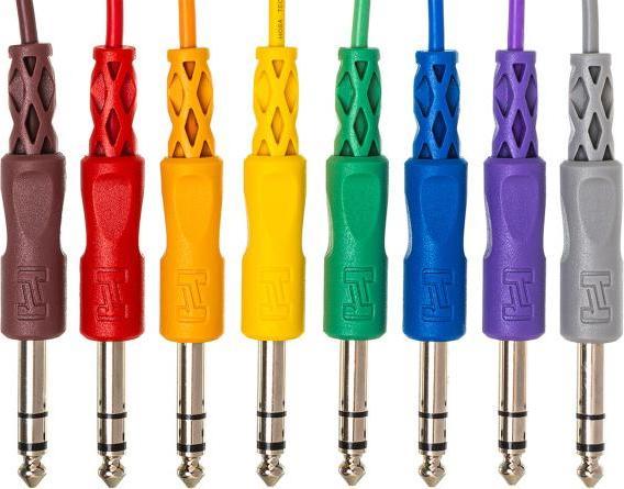 Actual product image Hosa CSS-845 - 8x Patch Cable, TRS-TRS 45cm (0.45 m, 6.3mm jack cable)