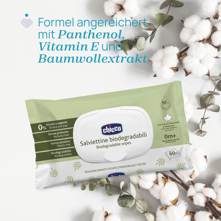 Actual product image Chicco Cleaning wipes BIODEGRADABLE, with flip cover, 60 pcs. - 0m+ (60 pcs.)