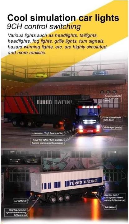 Immagine prodotto Turbo Racing Camion C50 con rimorchio bianco, 1:76, RTR (RTR pronto all'uso)