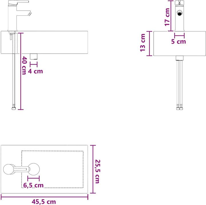 Produktbild vidaXL Waschbecken fürs Badezimmer (255 mm, 455 mm)