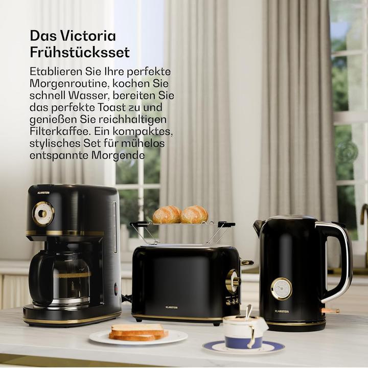 Immagine prodotto Klarstein Retro Frühstücksset mit Toaster, Wasserkocher & Kaffeemaschine (1.70 l)