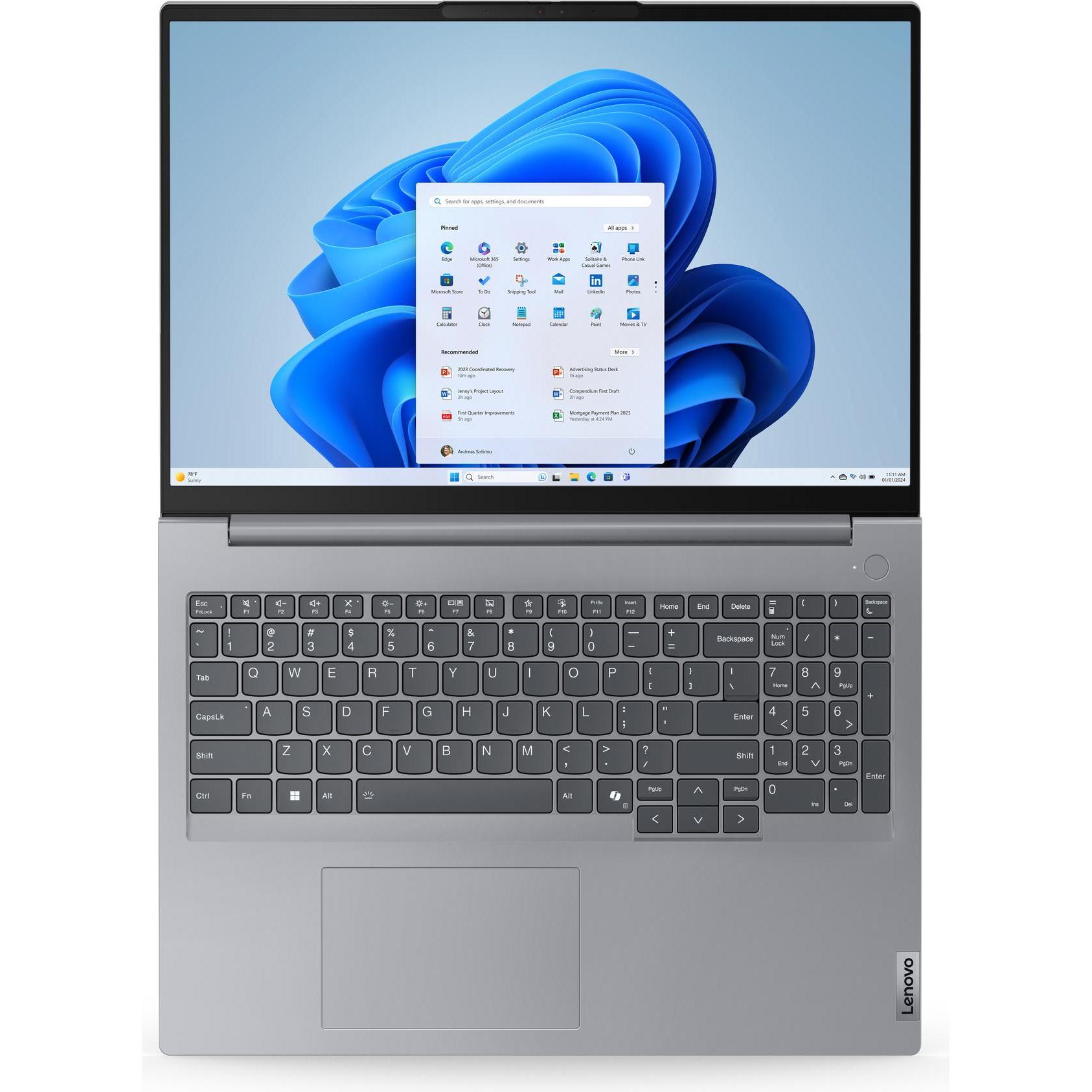 Thumbnail - Lenovo ThinkBook 16 Gen 7 (16", AMD Ryzen 5 7535HS, 16 GB, 512 GB, DE), Notebook, Grau
