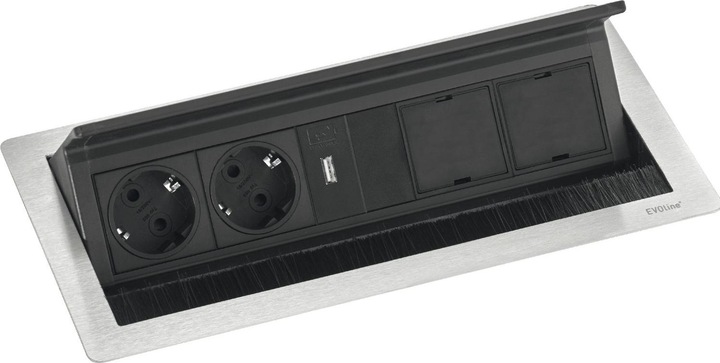 Produktbild Evoline Flip Top Push Data USB L Steckdosenleiste, 2 freie Modulplätzen, weiss (2 x, 3 m)