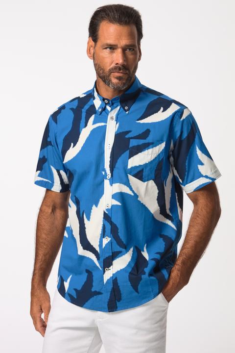 Actual product image JP1880 Shirt, short sleeve, all-over print, button-down collar, modern fit, up to 8 XL (XXL)