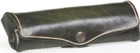 Immagine prodotto Mika Custodia per occhiali, piccola, in pelle, bottone a pressione, verde