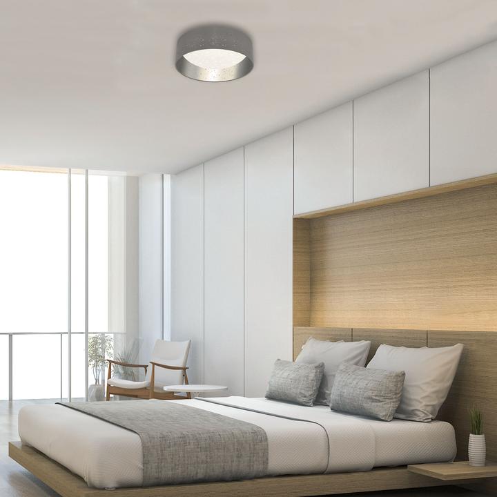 Image du produit Briloner Plafonnier LED en tissu avec décor étoilé, gris-argenté, 1xLED/12W (1200 lm)