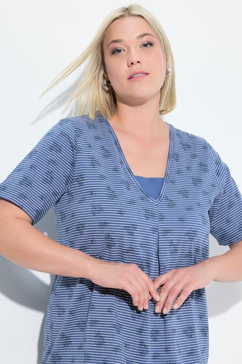Produktbild Ulla Popken Pyjama, V-Ausschnitt, Halbarm, Caprihose (42, 44)