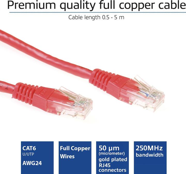 Immagine prodotto Cavo patch U/UTP CAT6 rosso di 15 metri con connettori RJ45. Cat6 u/utp rosso 15.00m (U/UTP, CAT6, 15 m)