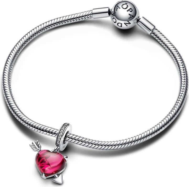 Immagine prodotto Pandora Ciondolo in vetro di Murano con cuore e freccia rossi (Argento 925, Vetro)