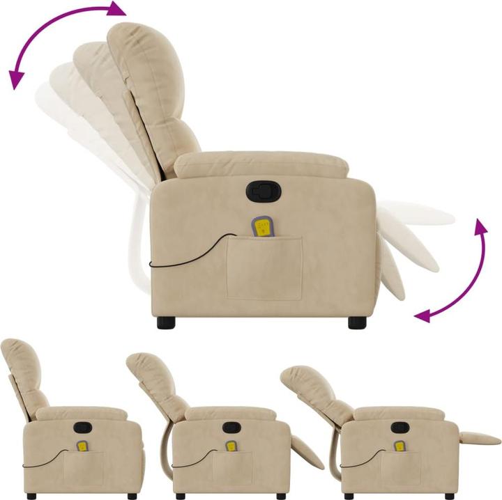 Produktbild vidaXL Massagesessel Creme Mikrofasergewebe,Farbe: Creme,Material