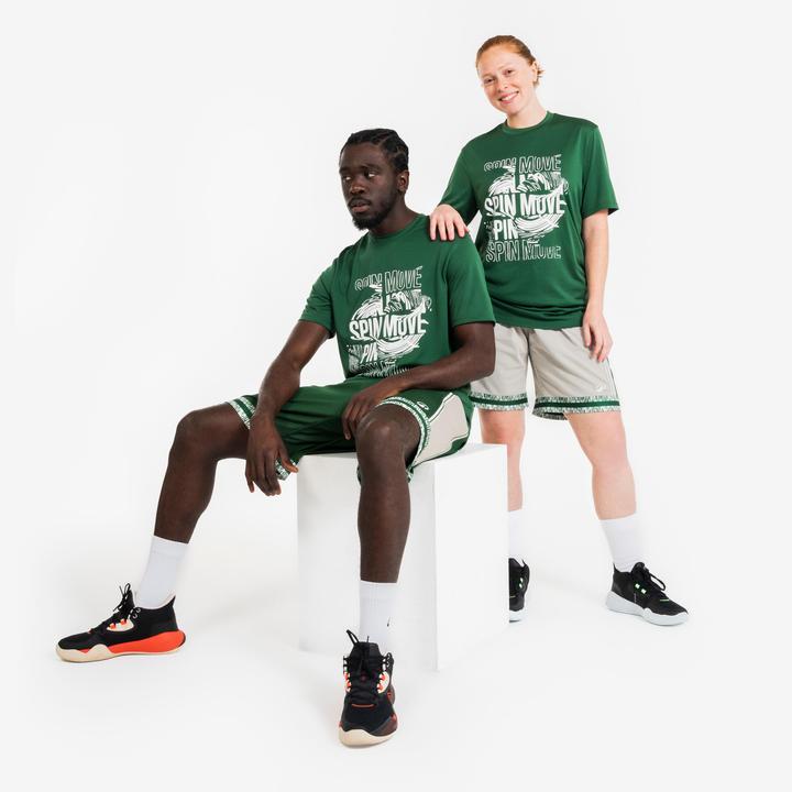 Produktbild Kipsta Damen/Herren Basketball Shorts wendbar - SH500 beige/grün (L)