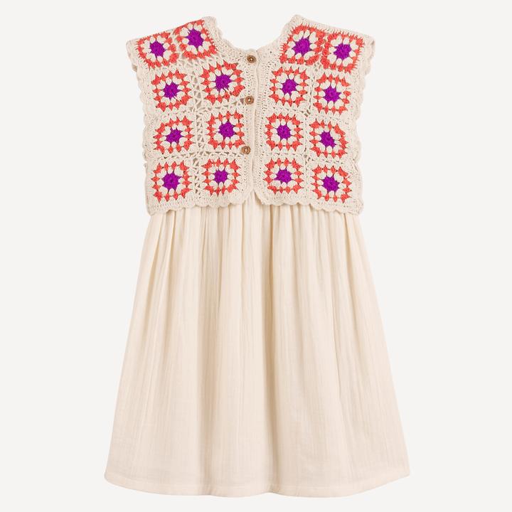 Actual product image La Redoute Collections Ärmelloses Kleid mit gehäkeltem Plastron (110)