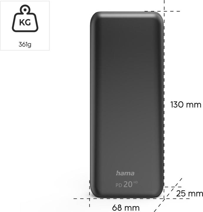 Actual product image Hama PD20-HD (20000 mAh, 18 W, 74 Wh)
