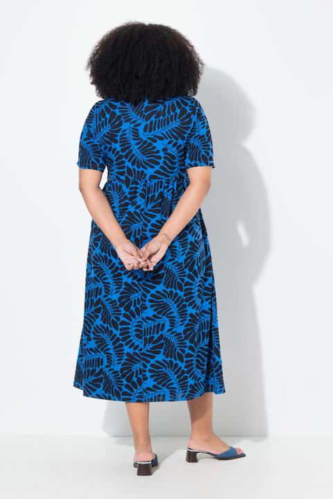 Actual product image Ulla Popken Fern Print Empire Knit A-Line Pocket Dress (62)