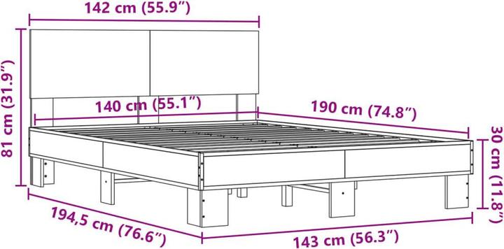 Image du produit vidaXL Bettgestell (140 x 190 cm)