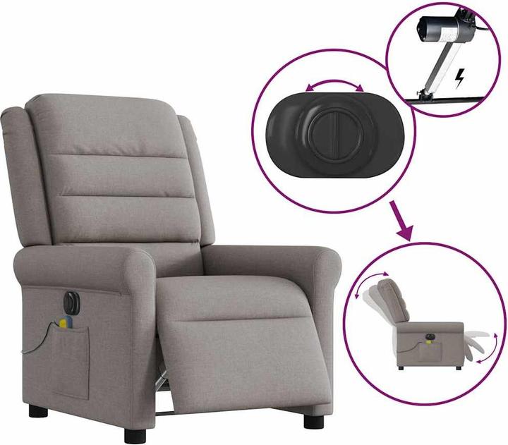 Produktbild vidaXL Massagesessel Elektrisch Taupe Stoff