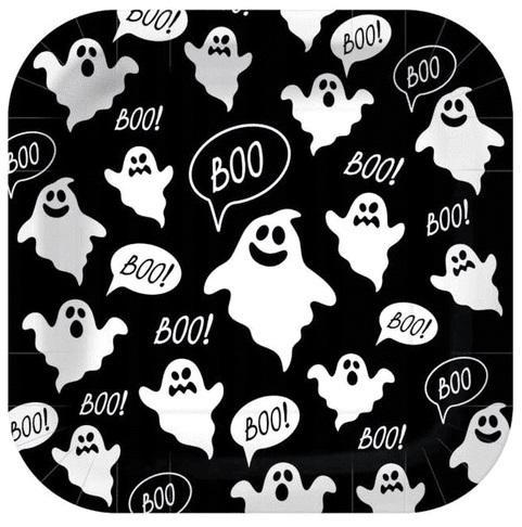 Actual product image PAW Paper plate 10x square Boo black and white 23x23cm (10x)
