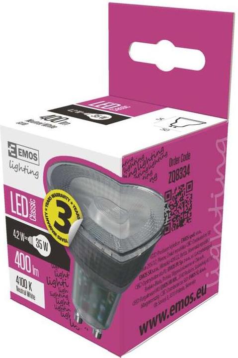 Produktbild Emos LED-Zarówka-Beleuchtung GU10, 230 V, 4,2 W, 333 lm, 4000 K, 30000 Std., Classic MR16 52 x 50 x 50 mm (GU10, 333 lm, 1x)