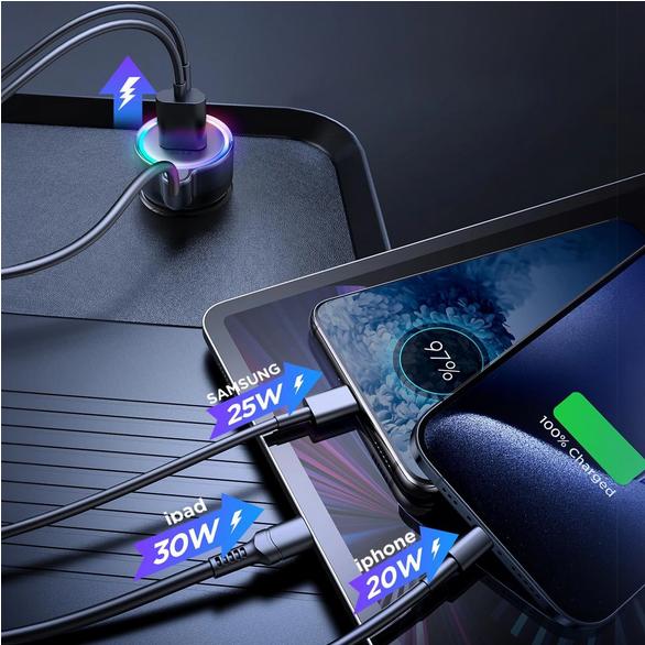 Image du produit Joyroom Chargeur de voiture filaire 3 en 1 (55W)