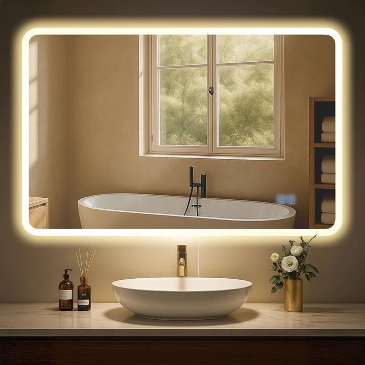 Actual product image CLP Bathroom mirror Jericho Anti-fog LED lighting dimmable 3 light modes (70 x 100 cm)
