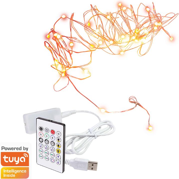 Immagine prodotto LogiLink Catena luminosa RGB intelligente Wi-Fi con telecomando, compatibile con Tuya, 5 m (5 m)