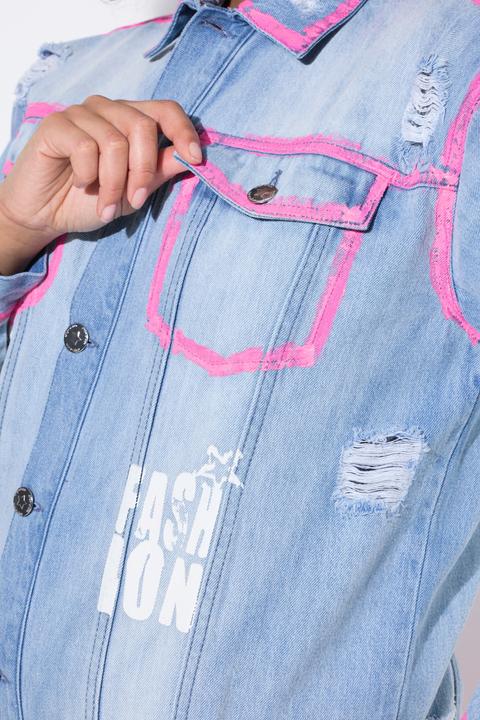 Immagine prodotto Angel of Style Jeansjacke, oversized, Schriftzug, Neon-Kanten (54)