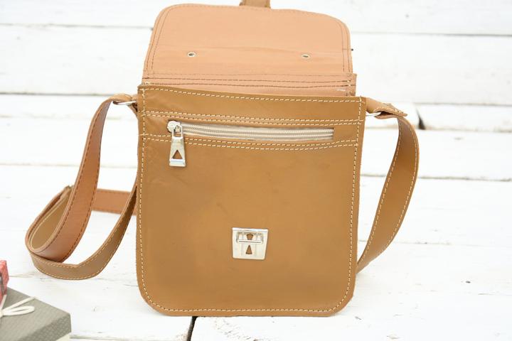 Only-Bags.Store Cuir marron clair caramel Messenger Bag Business Bag, Front Lock Cuir Crossbody Bag